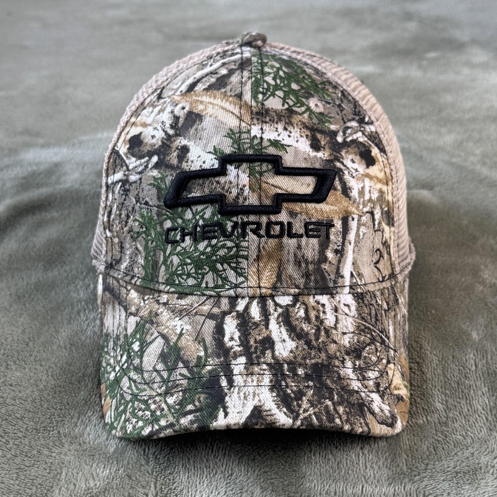 Chevrolet Hat Cap Snap Back Mens One Size Camo Green Mesh Trucker Infinity